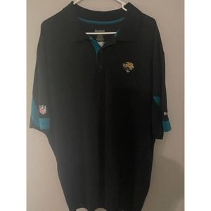 Reebok Jacksonville Jaguars Black Teal NFL Polo Shirt Sz 2XL